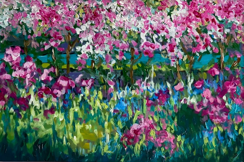 Riverside Cherries 74x54 £550, exhibited at The Old Bakery, Carrbridge