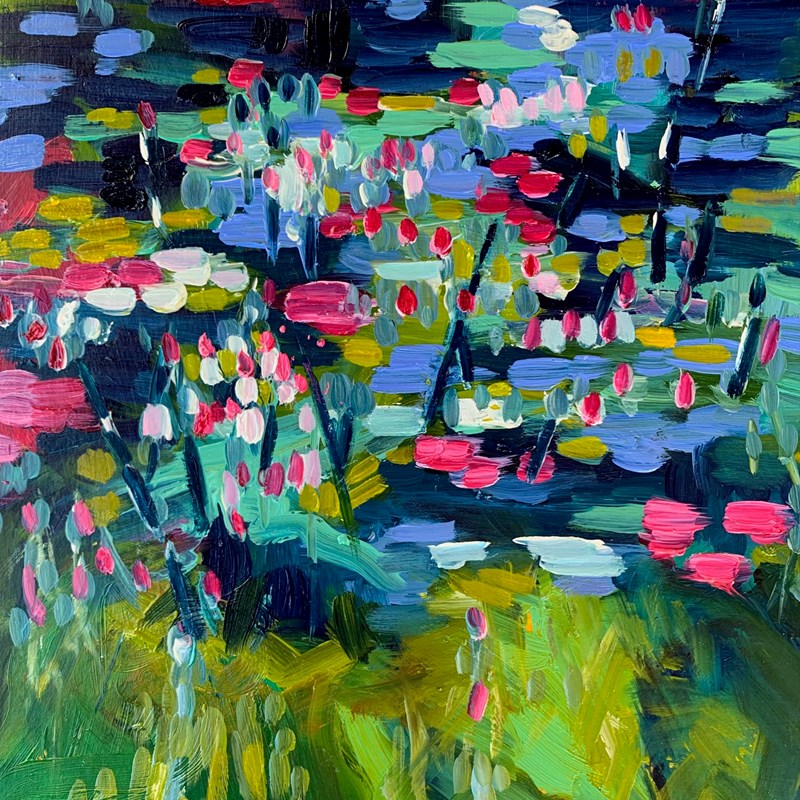 Nymphaea 1, 40x40cm oil on paper, see it at Spey Bank Studio, Grantown on Spey