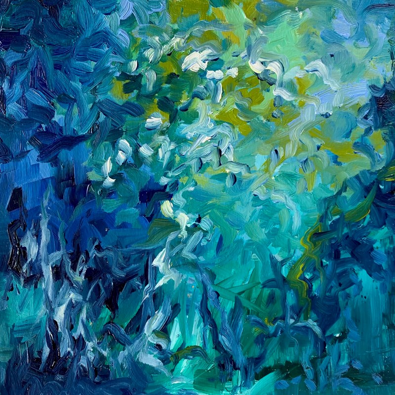 Nymphaea 2, 40x40cm, oil on paper, see it at Spey Bank Studio, Grantown on Spey