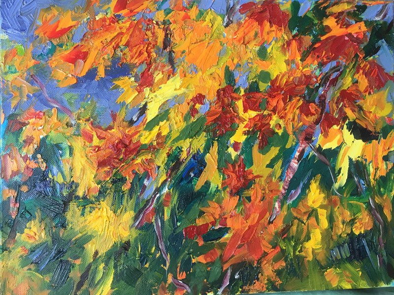 Autumn Leaves 40x30cm, oil on box canvas  SOLD £60