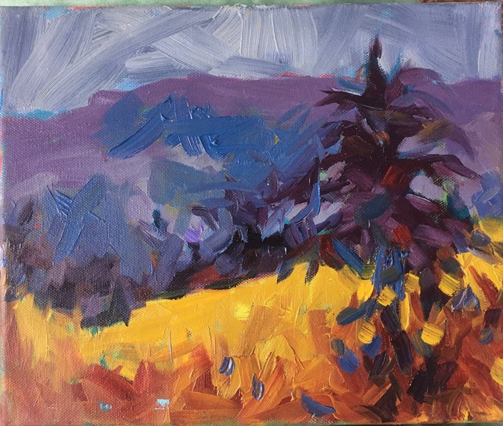 Purple Hills 30x24cm oil on canvas £40 SOLD