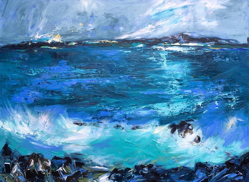 Green Seas 123x91cm, unframed deep canvas, Hatton House, Dunkelld