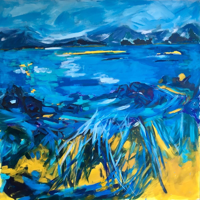 Sea & Skye 105x105cm, available Hatton House, Dunkeld