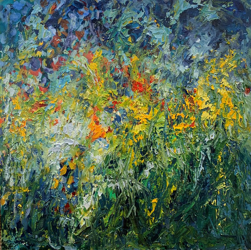 Jardin sous la Pluie 67x67 cm  SOLD