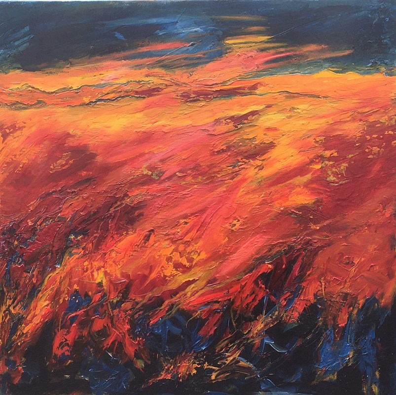 Fiery Field 87x87cm, available
