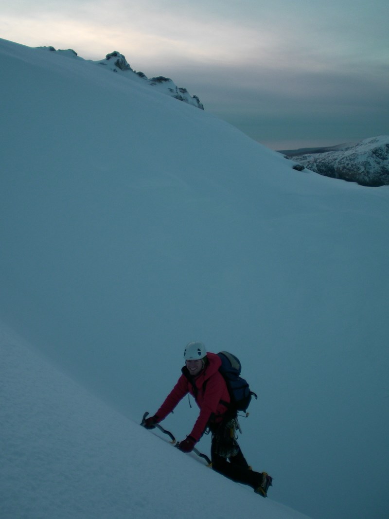 Wearing the Montane Extreme Jacket whilst desending Cust's Gully