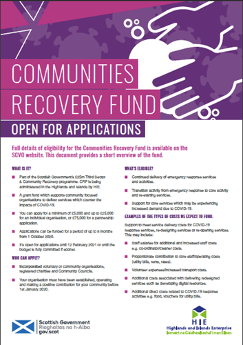 Communities Recovery Fund Open for Applications